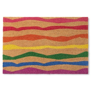 Ravine Abstract Rainbow 18 in. x 30 in. Mountain Indoor/Outdoor Coir Door Mat