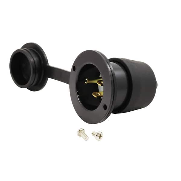 15 Amp 125 Volt NEMA 5-15P Flanged Power Input Inlet with Covers