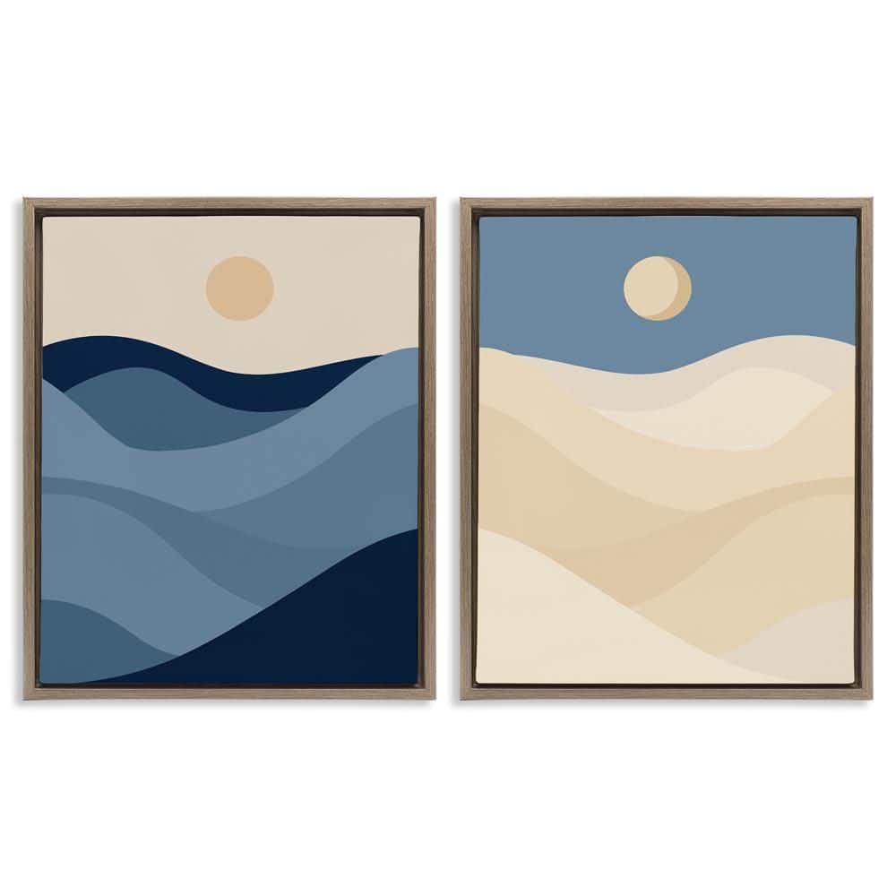 Boho Waves and Dunes by Daphne Polselli 2-Pieces Brown Floater Frame Nature Graphic Art Print 21 in. x 17 in. price history on PriceWatchPro