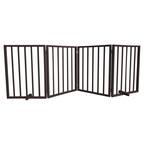 72 in. Freestanding 4-Panel Folding Wood Pet Gate - Brown