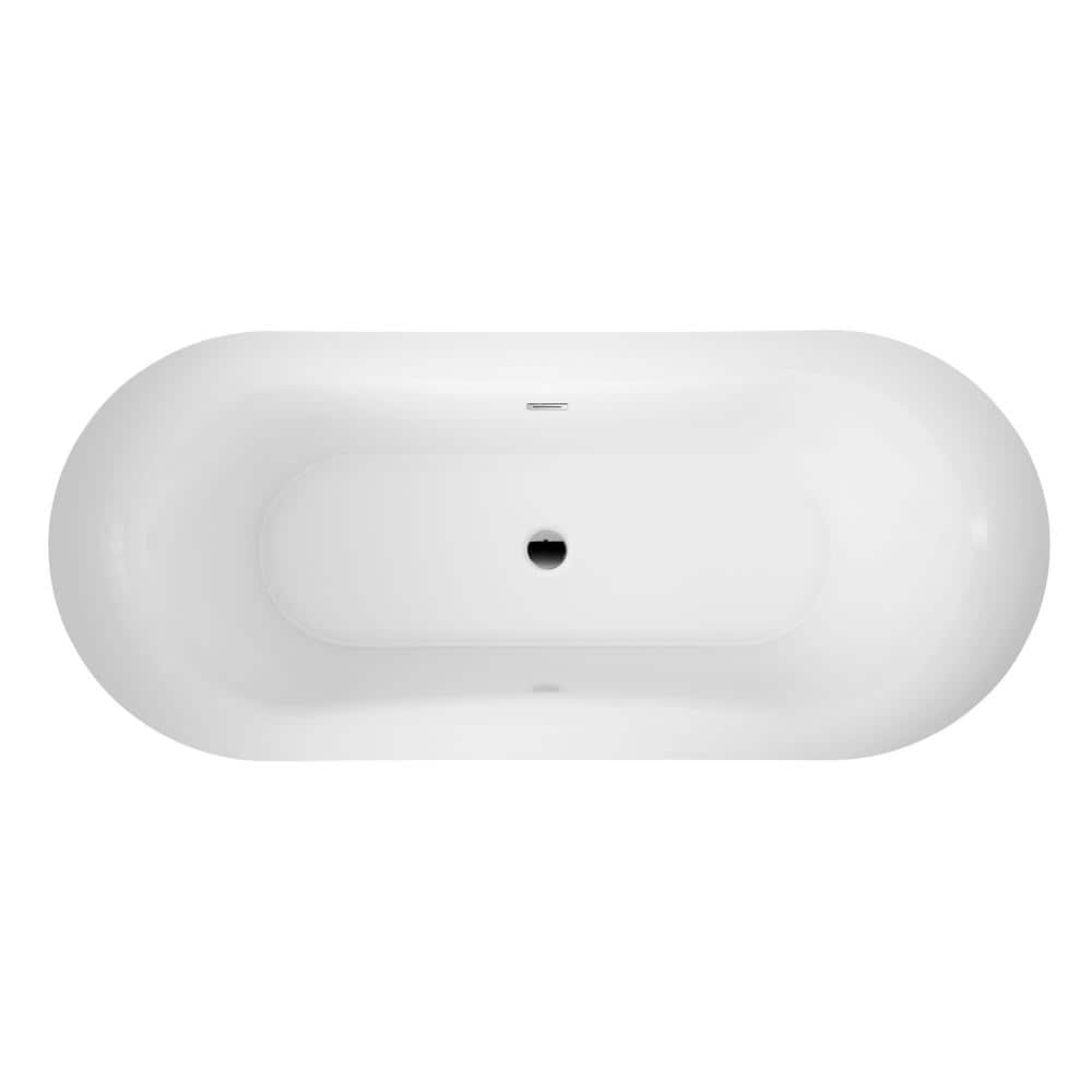 Nydia 72'' White Freestanding Acrylic Soaking Bathtub