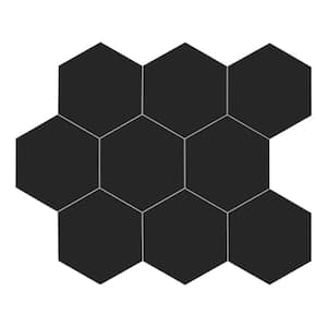 Big Hexagon 11.6 in. x 10.1 in. Black Peel and Stick Backsplash Stone Composite Wall Tile (10-Tiles, 8.20 sq. ft.)