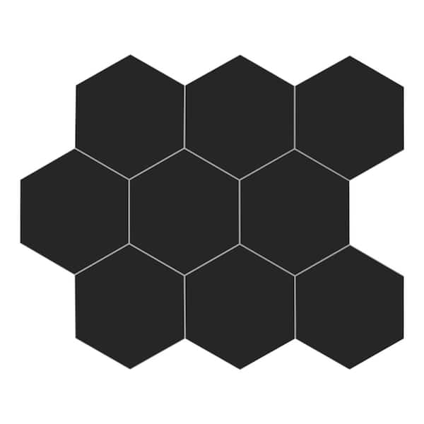 sunwings Big Hexagon 11.6 in. x 10.1 in. Black Peel and Stick Backsplash Stone Composite Wall Tile (10-Tiles, 8.20 sq. ft.)