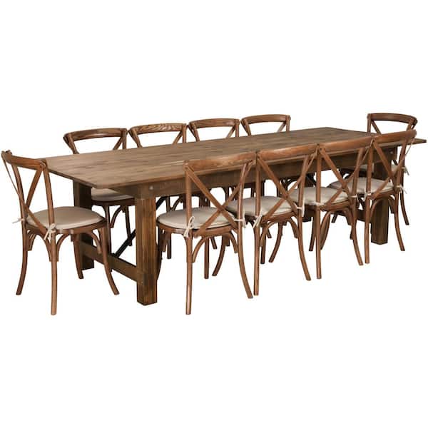 11-Piece Antique Rustic Farm Table Set