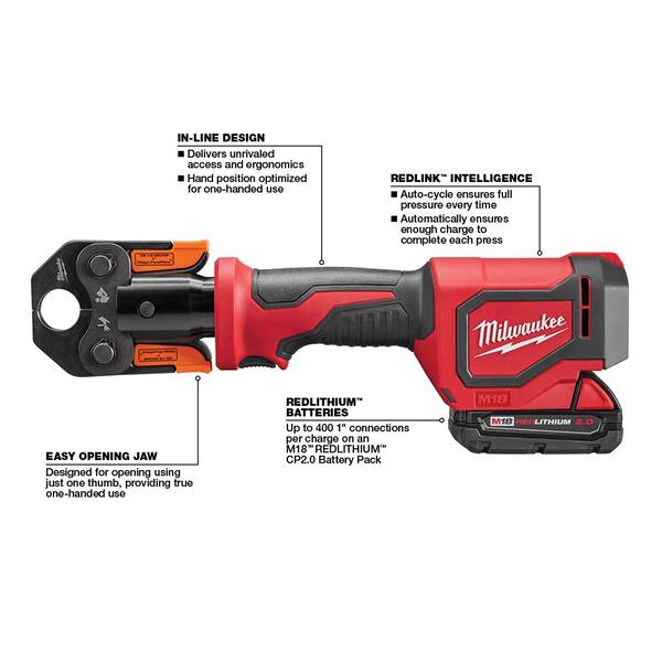 Milwaukee M18 18V Lithium-Ion Cordless Short Throw Press Tool Kit and M18 Fuel 18V Lithium-Ion Cordless 1/4 in Hex Impact Driver