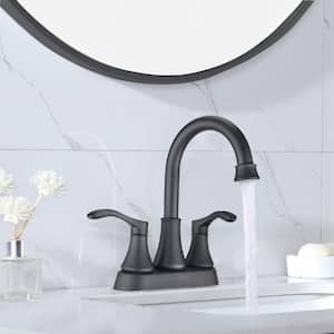 4 in. Centerset 2-handle Lavatory Bathroom Faucet in Matte Black