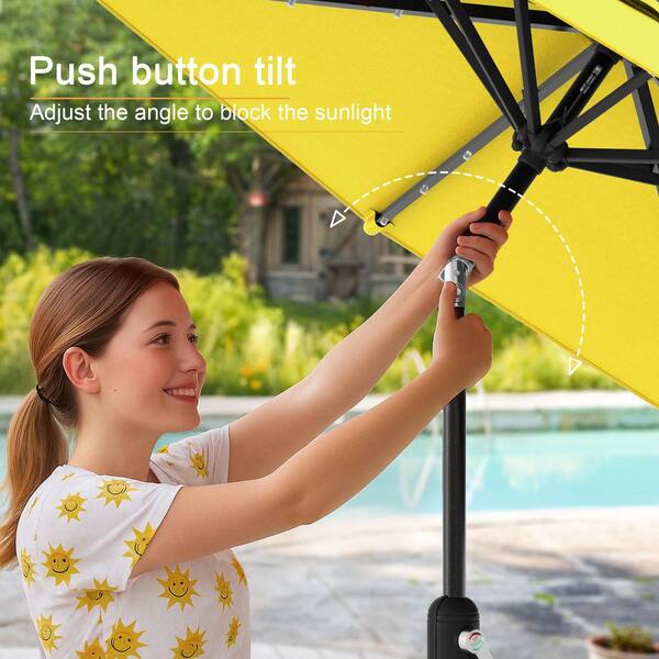 JOYESERY 9 ft. Octagon Market Patio Umbrella Solar LED with