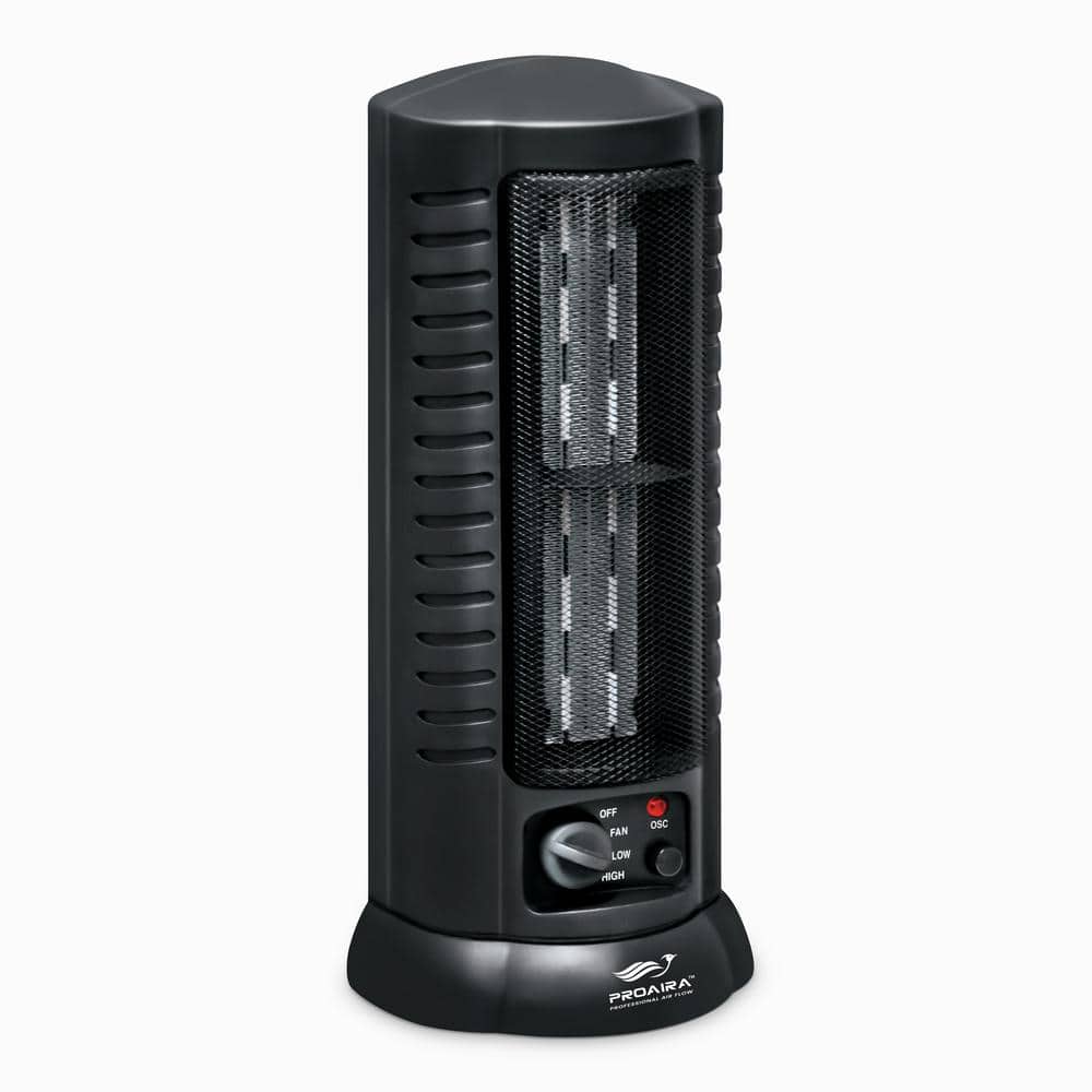 Proaira Black Ceramic Electric Tower Space Heater with Thermostat