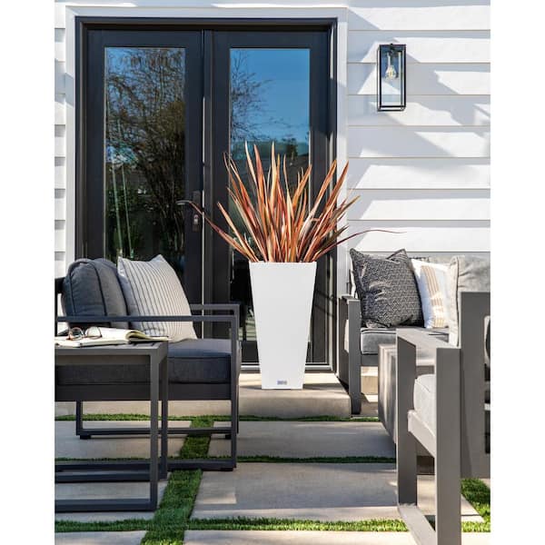 Midland 30 in. White Plastic Tall Square Planter