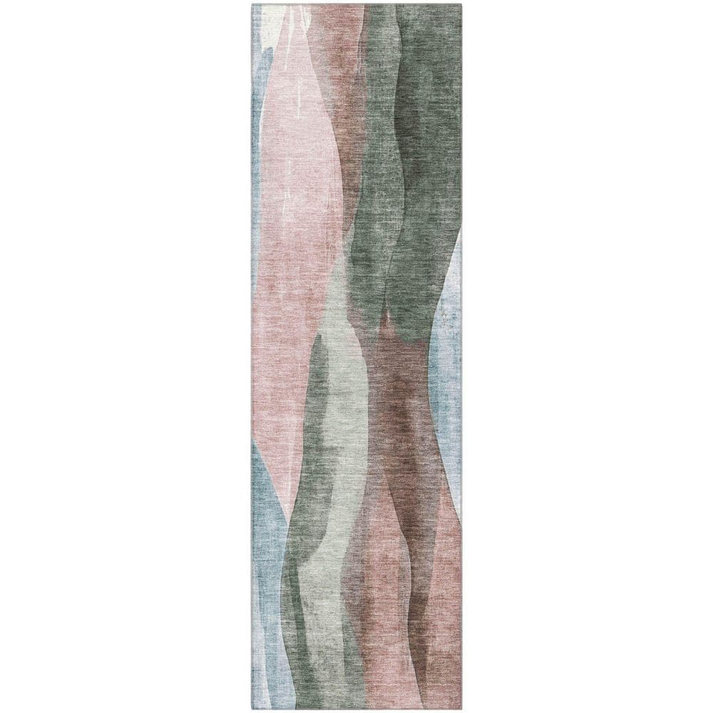 Mayfield Premium Machine Washable Abstract AMF1989 Salmon 2 ft. x 7 ft. Runner Rug price history on PriceWatchPro