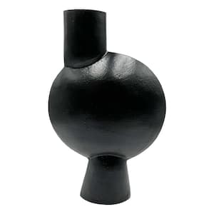 16 in. Modern Aluminum Sculptural Dynamic Hourglass Vase in Black