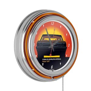 Pontiac Orange GTO - Time and Distance Lighted Analog Neon Clock