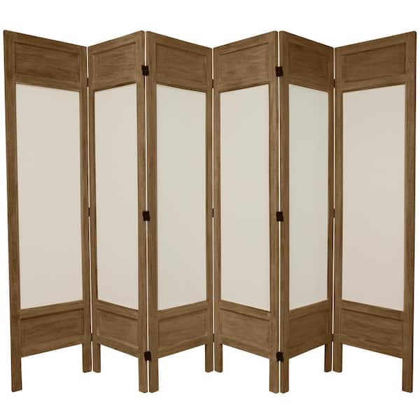 5.5 ft. Burnt Grey Solid Muslin 6-Panel Room Divider