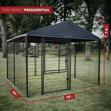 Lucky Dog STAY Series Presidential Steel Grey Kennel (10 ft x 10 ft x 6 ft) KPRM10-UR0310