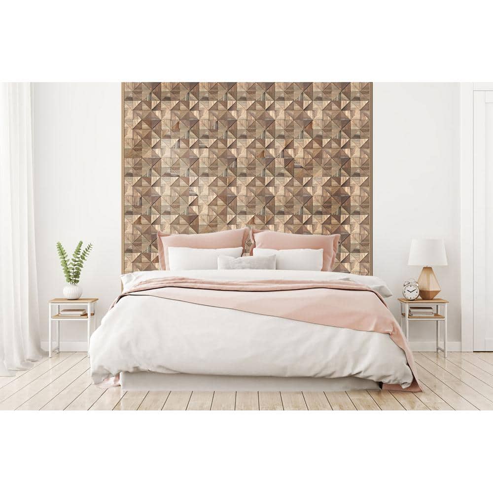 Natural Finish Reclaimed Boat Wood Mosaic Wall Tile 11-Pack