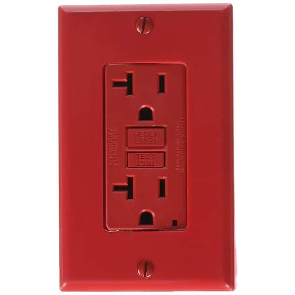 Leviton 20 Amp Self-Test SmartlockPro Slim Duplex GFCI Outlet, Red