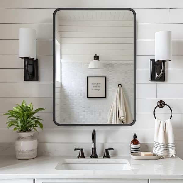 Dovelina 20 in. W x 28 in. H Rectangular Black Recessed/Surface Mount Medicine Cabinet with Mirror