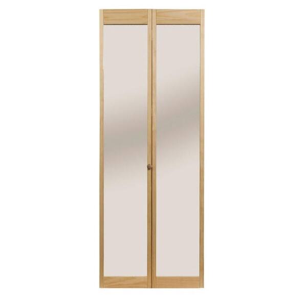 Traditional Mirror Wood, Mirrored Bifold Closet Doors Home Depot