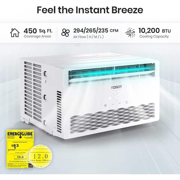 Tosot - 10,000 BTU 115V Window Air Conditioner Cools 450 Sq. Ft. with Remote and ENERGY STAR in White