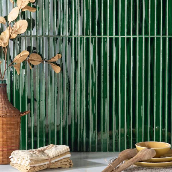 Ivy Hill Tile Vistaio Jungle Green 5.27 in. x 17.71 in. Glossy