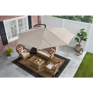 10 ft. Steel Cantilever Patio Umbrella in Riverbed Brown