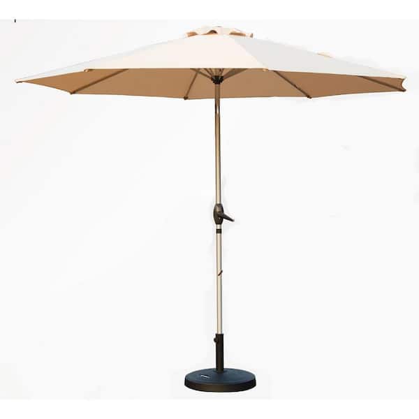 Unbranded 10 ft. Patio Umbrella, UV Protection Waterproof Market Sun Umbrella with Push Button Tilt and Crank, 8 Sturdy Ribs, Tan