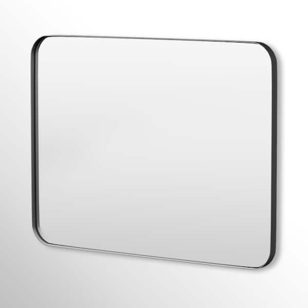 40 in. W x 30 in. H Rectangular Framed Tempered Glass Wall-Mounted Bathroom Vanity Mirror in Black