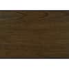 Close-up of the oak wood grain texture on the bench frame.