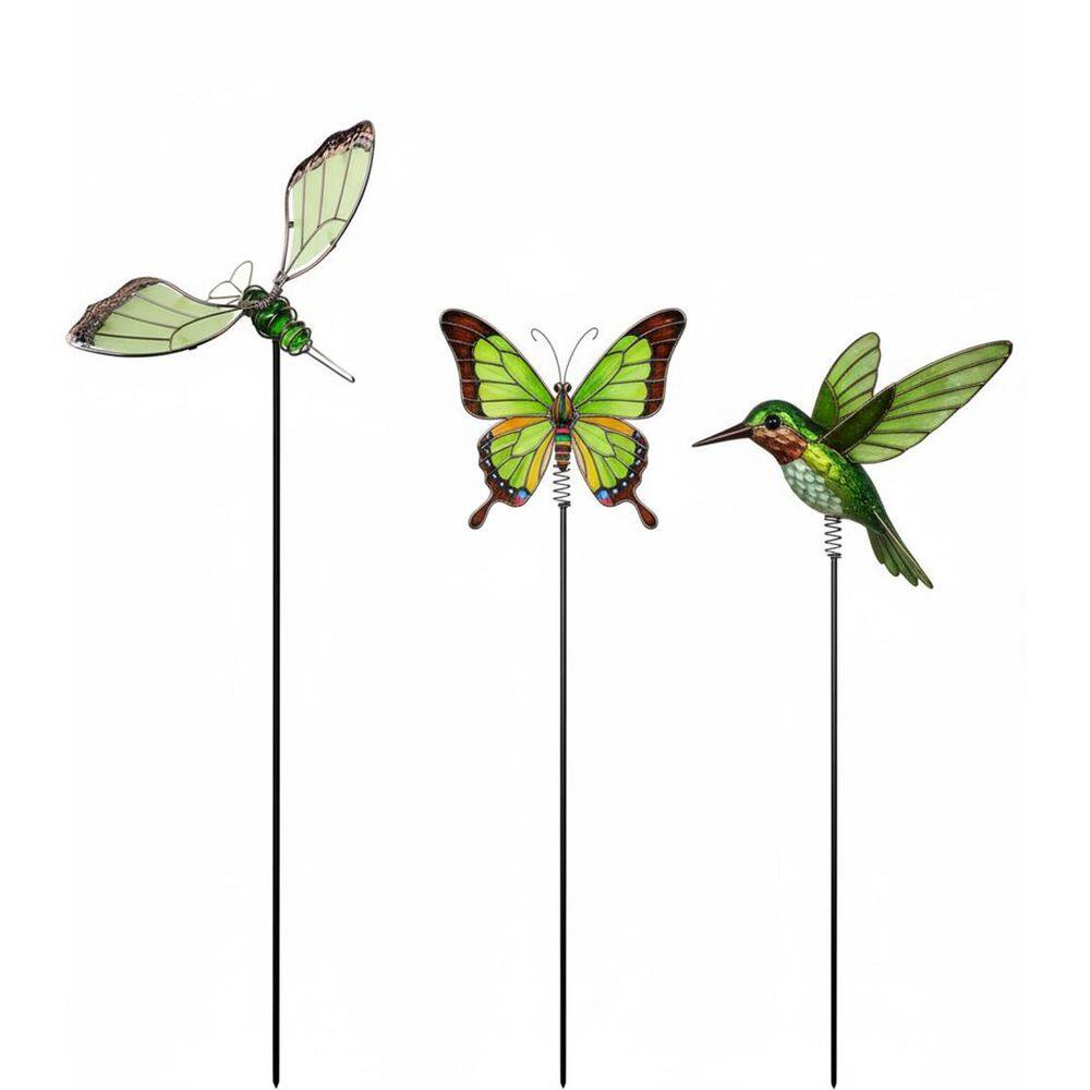 "20"" Whimsical Glow-in-Dark Garden Stakes - Set of 3 Metal Butterfly, Dragonfly, Hummingbird Decor" price history on PriceWatchPro