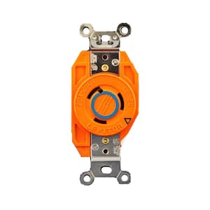 20 Amp 250-Volt Flush Mounting Isolated Ground Locking Outlet, Orange
