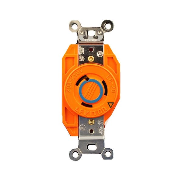 Leviton 20 Amp 250-Volt Flush Mounting Isolated Ground Locking Outlet, Orange