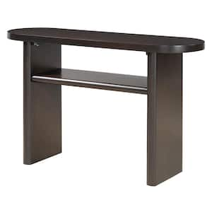 Minimalist 47.8 in. Espresso Specialty MDF Console Table with Adjustable Foot Pegs and Rounded Edges