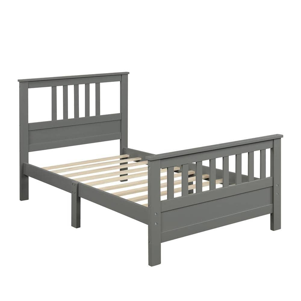 Grey Bed Frame Twin 400 lbs. Heavy Duty TwinFrameG - The Home Depot