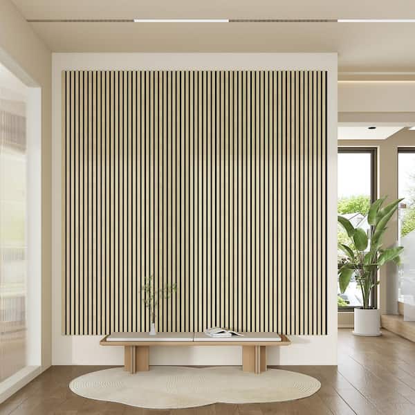 Lirago 23.6 in. x 23.6 in. Light Brown Wood Soundproofing Wall