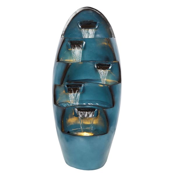 39 in. Tall Cascading Tree Trunks Waterfall Fountain with LED Lights