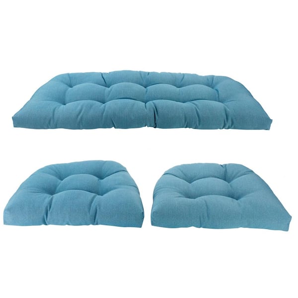 Northlight 3-Piece Blue Wicker Furniture Cushion Set
