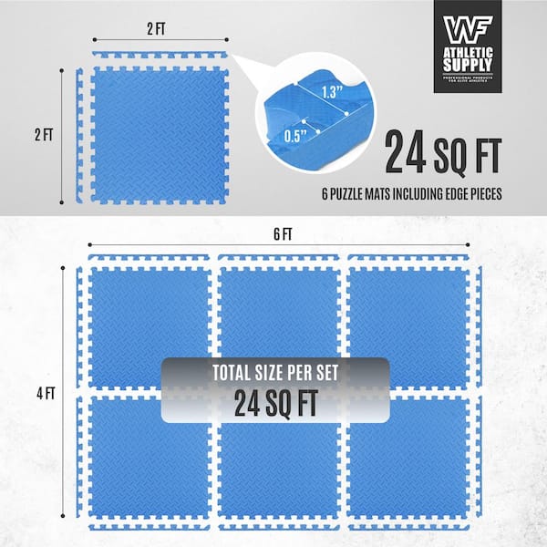 Blue 24 in. W x 24 in. L x 1 in. T EVA Foam Double-Sided Diamond Pattern Gym Flooring Mat (6 Tiles/Pack) (24 sq. ft.)