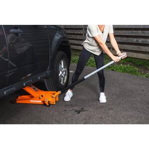 3-Ton Low Profile Floor Jack with Quick Lift in Orange