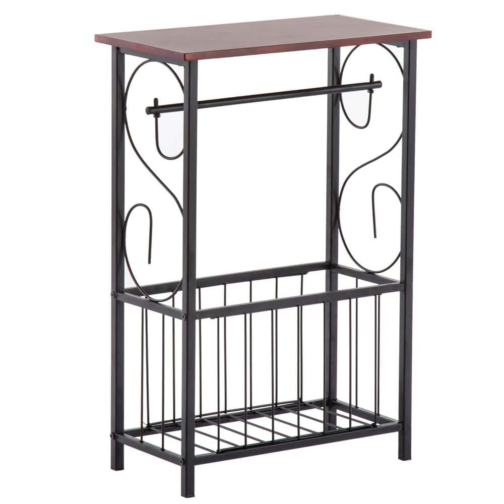 8 in. Rectangle Wood Top Side Table Brown Color