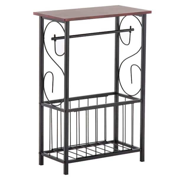 Karl home 8 in. Rectangle Wood Top Side Table Brown Color