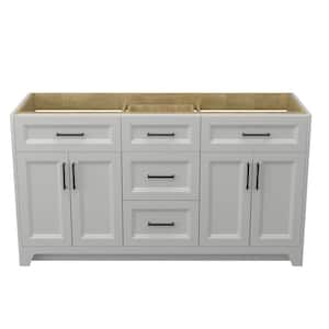 Xspracer 60 in. W x 21.5 in. D x 33.5 in. H Freestanding Solid Wood Bath Vanity Cabinet without Top in Light Gray