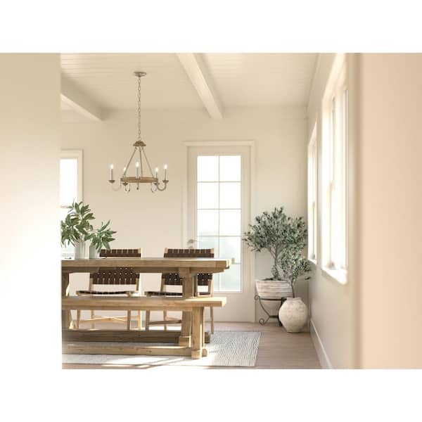 Barrett 22 in. 5-Light Brushed Nickel with Distressed Antique Gray Round Chandelier Display