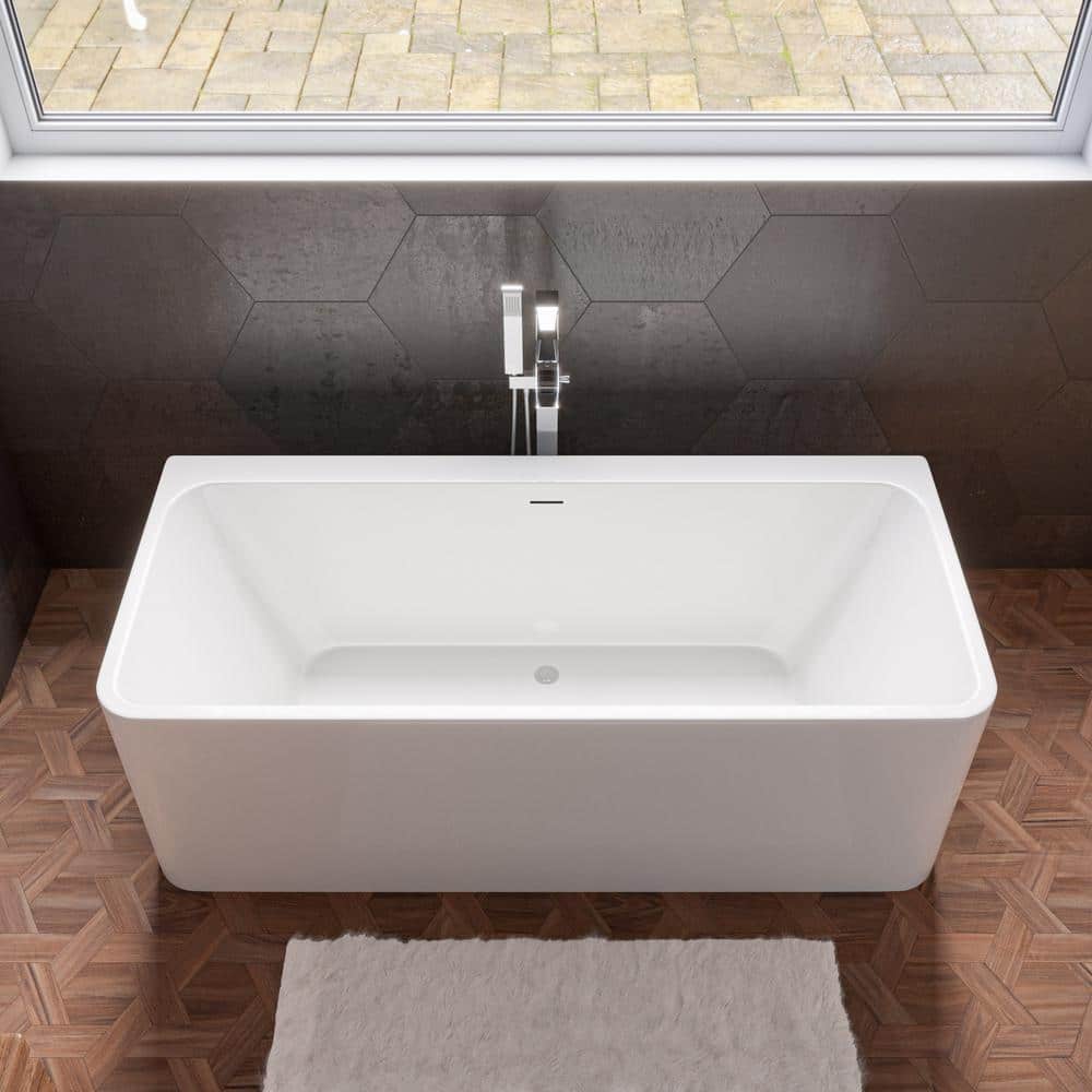 67'' White Freestanding Acrylic Soaking Bathtub