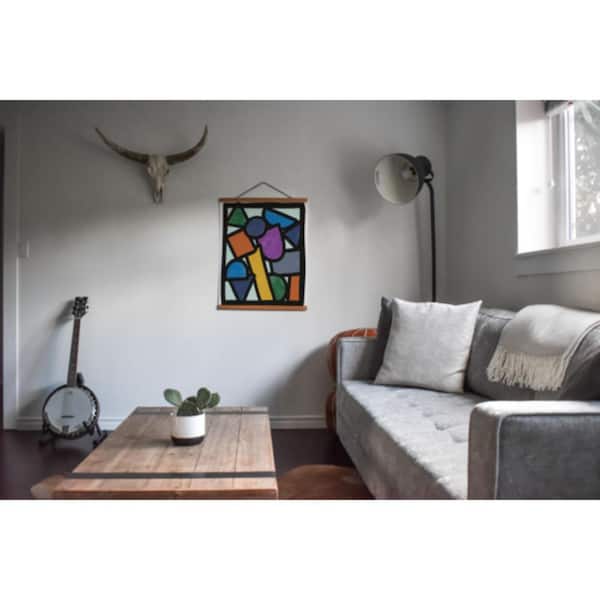 HomeRoots 7 in. Black, Blue Contemporary Elementary Abstract Wall Art