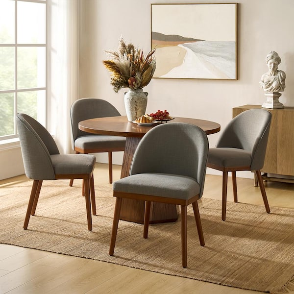 JAYDEN CREATION Hibbs Charcoal Modern Dining Chair with Solid Wood Legs Set of 4