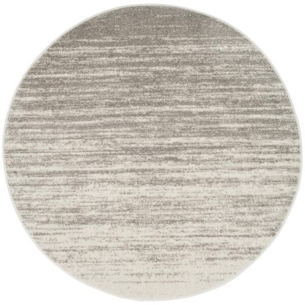 SAFAVIEH Adirondack 3 ft. x 3 ft. Light Gray/Gray Solid Color Striped Round Area Rug