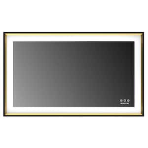 40 in. x 24 in. Black and Gold Anti-Fog Memory LED Dimmable Touch Sensor Modern Rectangle Bathroom Framed Wall Mirror