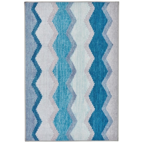 Safety Net Machine Washable Blue 5 ft. x 8 ft. Indoor Area Rug