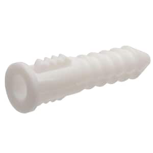 #8-10 x 1 in. White Ribbed Plastic Anchor (100-Piece)