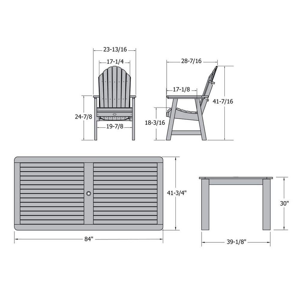 Lehigh 7-Piece White Recycled Plastic Dining Set
